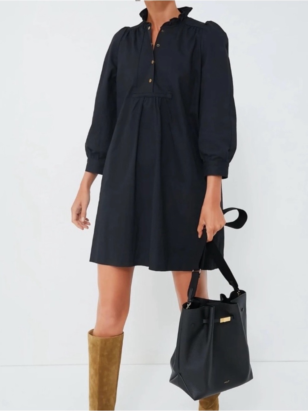 Pomander Place Black Ruffle-Neck Blouse
